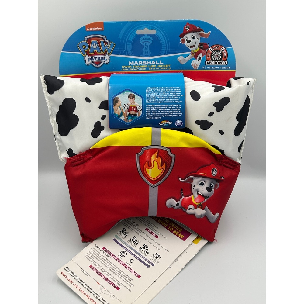SwimWays Paw Patrol Marshall Swim Trainer Life Jacket Child 33-55lb Red New PFD